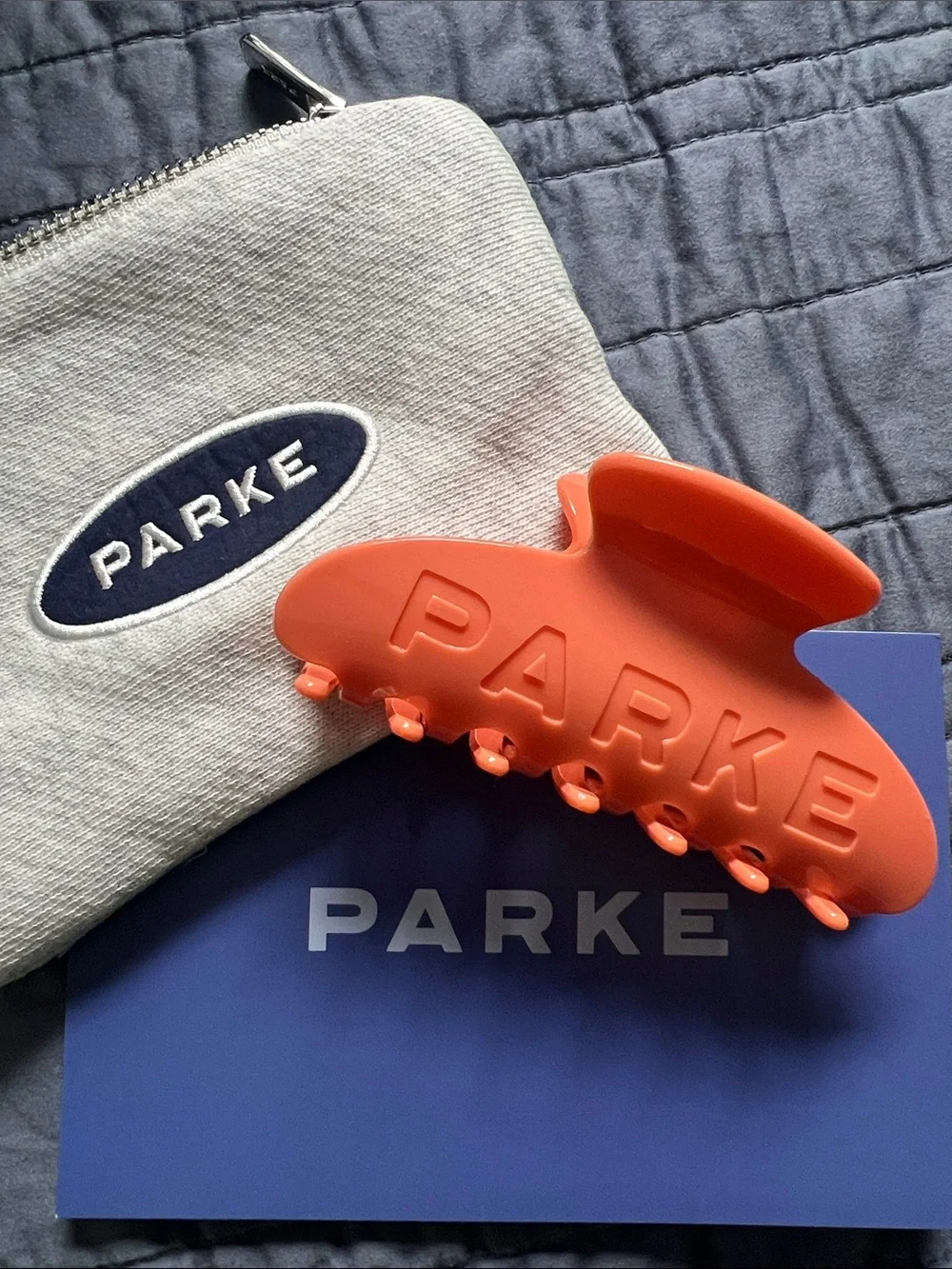 PARKE Creamsicle Orange Hair Claw Clip and Pouch NEW IN BAG NWT